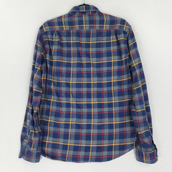 J Crew Shirt Mens Medium Blue Red Plaid Flannel Long Sleeve Button Front Cotton - Picture 8 of 10